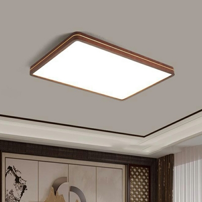 1 Light Minimalism Style Geometric Shape Wood Flush Mount Light Fixture