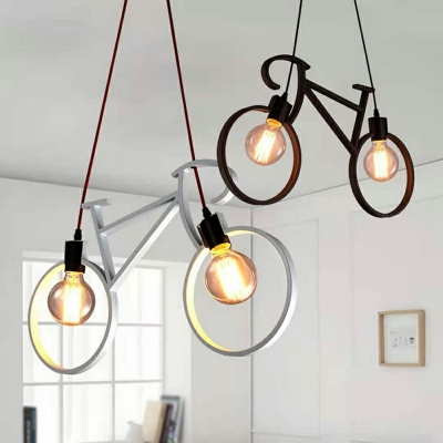 2 Lights Creative Personality Bicycle Hanging Lamp for Bedroom and Cafe