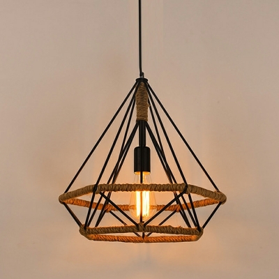3 Lights Antique Style Diamond Shape Metal Hanging Pendant Light