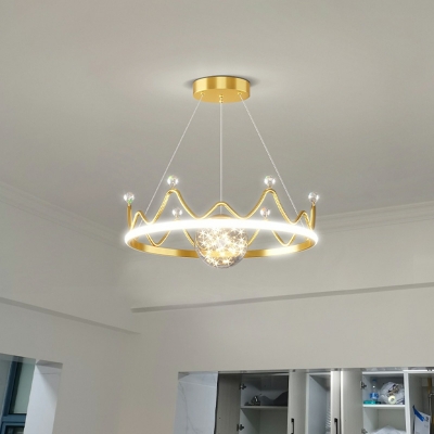 3 Lights Minimalistic Style Crown Shape Metal Chandelier Pendant Light