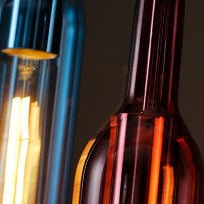 American Creative Color Wine Bottle Glass Pendant Light for Bar and Restaurant