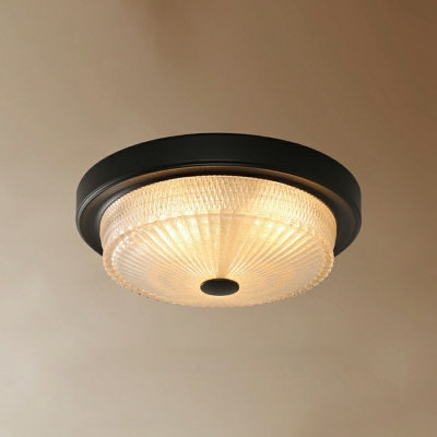 American Retro Drum Glass Flushmount Ceiling Light for Bedroom and Balcony