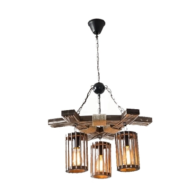 Industrial Chandelier Lighting Fixtures Vintage Drum Metal for Living Room