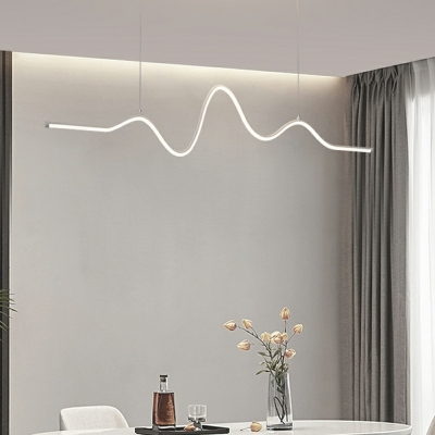 Minimalism Metal Island Pendant Lighting LED Linear for Dinning Room