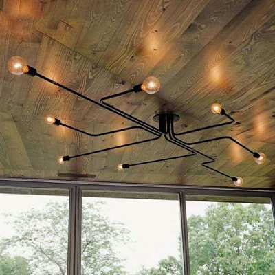Minimalism Semi Flush Mount Ceiling Fixture Metal Sputnik for Living Room