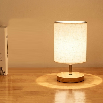 Nordic Creative Wooden Table Lamp with Fabric Lampshade for Study and Bedroom