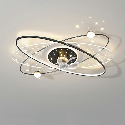 Nordic LED Creative Starry Ceiling Mounted Fan Light for Bedroom and Living Room