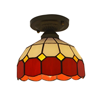 Tiffany Art Glass Small Ceiling Light Fixture for Balcony and Aisle