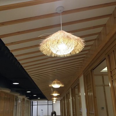 1 Light Minimalism Style Cone Shape Rattan Hanging Pendant Light