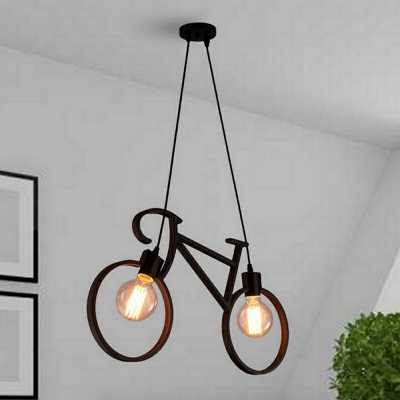 2 Lights Antiqued Style Bike Shape Metal Commercial Pendant Lighting
