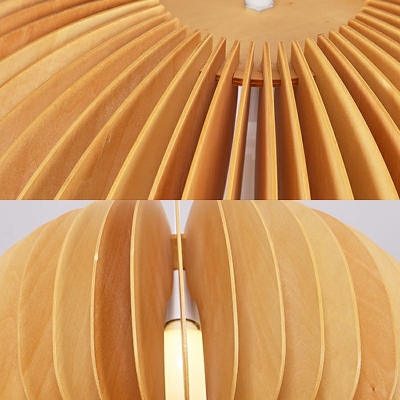 Creative Wood Art Pumpkin Pendant Lamp for Dining Room and Bedroom