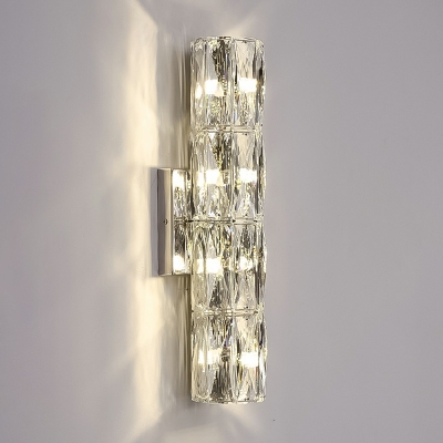 Crystal Wall Mounted Light Fixture Cylindrical for Living Room