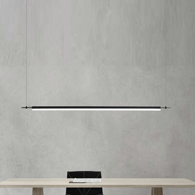 LED Italian Minimalist Strip Island Lamp in Black for Dining Table and Bar