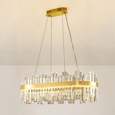 LED Minimalism Chandelier Lighting Fixture Drum Crystal for Dinning Room