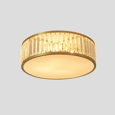 Light Luxury Full Copper Crystal Flushmount Ceiling Light for Bedroom and Living Room