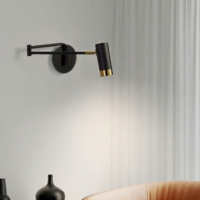 Metal Drum Wall Mounted Light Fixture Minimalism Adjustable for Bedroom