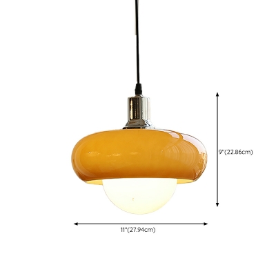 Nordic Style Hanging Pendnant Lamp Simplicity Drum Glass for Dinning Room