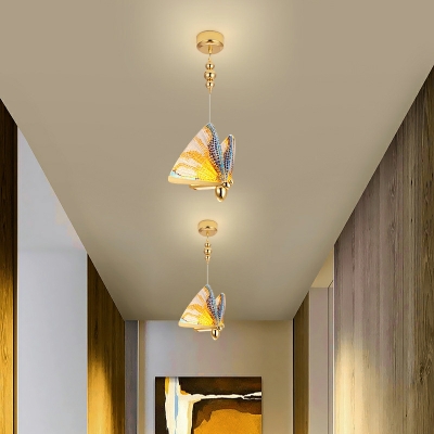 1 Light Minimalism Style Butterfly Shape Metal Pendant Lighting Fixture
