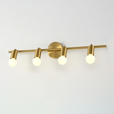 4 Lights Minimalist Style Exposed Bulb Shape Metal Wall Mounted Vanity Lights