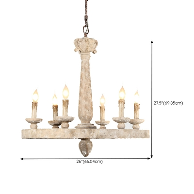 6 Lights Traditional Style Candle Shape Metal Hanging Chandelier