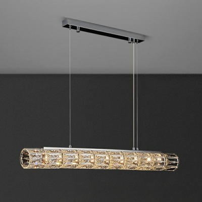 9 Lights Minimalistic Style Tube Shape Metal Pendant Chandelier