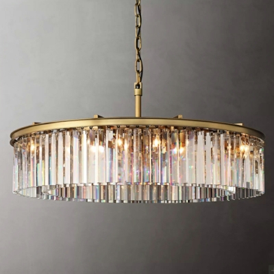 American Style Retro Crystal Bar Chandelier Round Shape for Bedroom and Living Room
