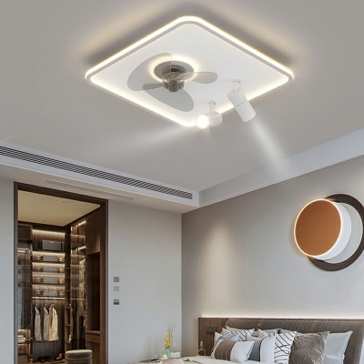 Basic Minimalism Ceiling Fans Metal LED Creative Square for Kid's Room