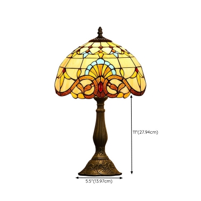 Bowl-Shaped Shade Night Table Lamps Tiffany-Style for Living Room