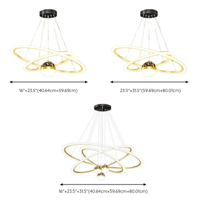 Contemporary Chandelier Lighting Fixtures LED Linear Metal for Living Room