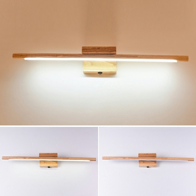 Contemporary Wall Mounted Vanity Lights Wood LED Linear for Living Room