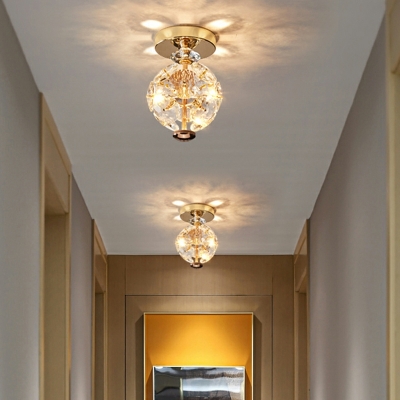 Globe Crystal Semi Flush Mount Ceiling Fixture for Living Room