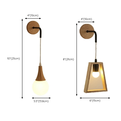 Japanese Minimalist Wood Art Hangling Wall Sconce for Hallway and Bedroom