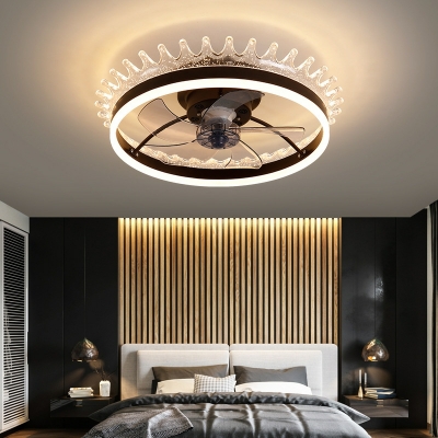 LED Creative Round Ceiling Mounted Fan Light for Living Room and Bedroom