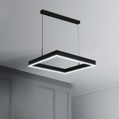 Metal Chandelier Lighting Fixtures LED Square for Living Room
