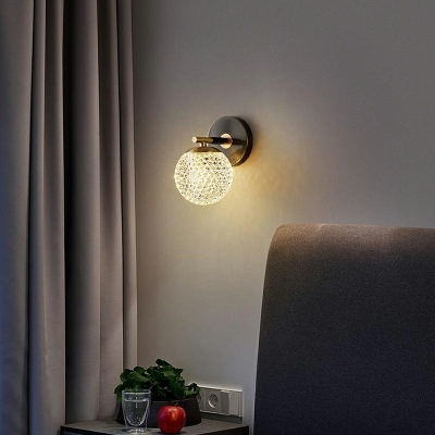 Minimalist Full Copper Crystal Wall Lamp for Bedroom and Dining Room