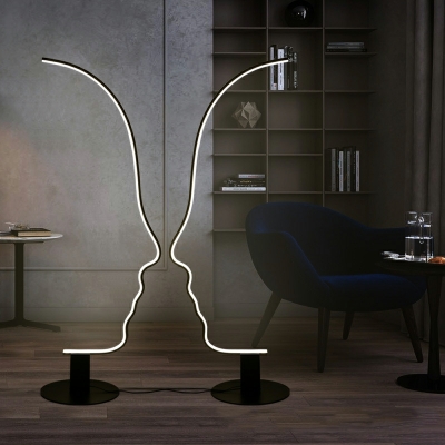 Nordic Minimalist Art Line LED Floor Lamp in Black for Bedroom and Study