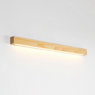 1 Light Minimalist Style Linear Shape Wood Flush Mount Wall Sconce