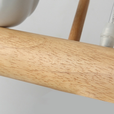 3 Lights Modernist Style Cylinder Shape Wood Chandelier Light Fixtures