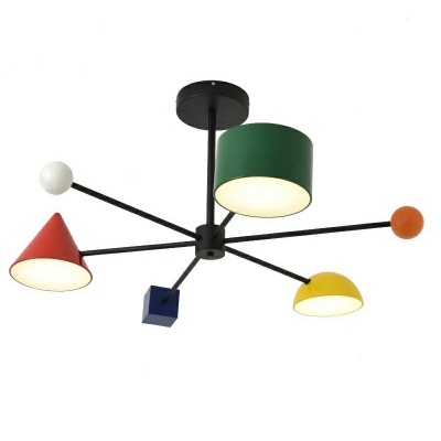 3 Lights Nordic Creative Macaron Color Chandelier for Bedroom