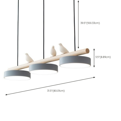 3 Lights Nordic Style Round Shape Metal Island Lighting Fixtures
