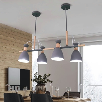 4 Lights Nordic Wooden Macaron Island Lamp for Living Room and Dining Room