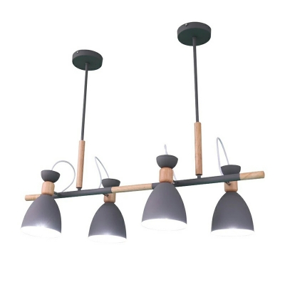4 Lights Nordic Wooden Macaron Island Lamp for Living Room and Dining Room