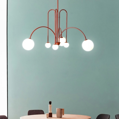 6 Lights Nordic Geometric Line Art Chandelier for Dining Room and Living Room