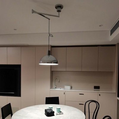 French Medieval Bauhaus Pendant Lamp in Chrome for Dining Room and Bedroom