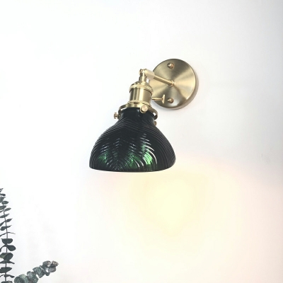 Japanese Retro Dark Green Glass Wall Lamp for Bedroom and Bathroom