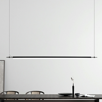 LED Italian Minimalist Strip Island Lamp in Black for Dining Table and Bar