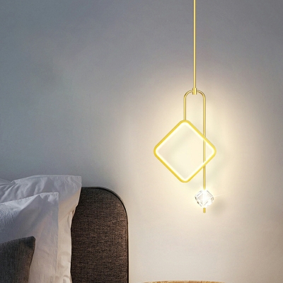 LED Minimalist Metal Crystal Chandelier in Gold for Bedroom and Bar
