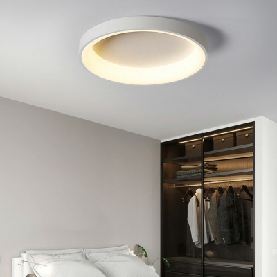 LED Minimalist Wrought Iron Round Flushmount Ceiling Light for Bedroom and Living Room