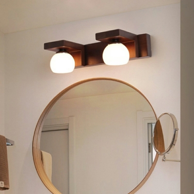 Minimalism Vanity Wall Light Fixtures Wood Globe Glass for Bathroom
