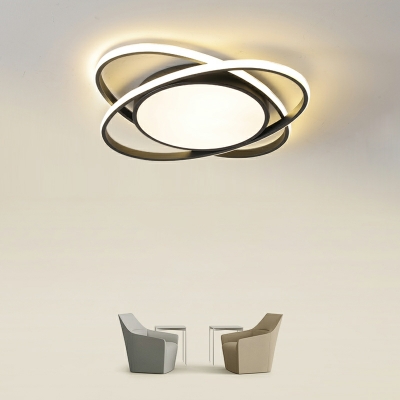 Personalized Double Oval Shape LED Flushmount Ceiling Light for Living Room and Bedroom